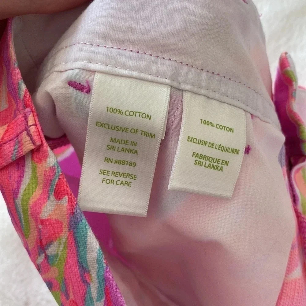 Lilly Pulitzer Callahan Purple Pink Palmetto Leaf Shorts Mid Rise Sz 2 - Picture 9 of 9